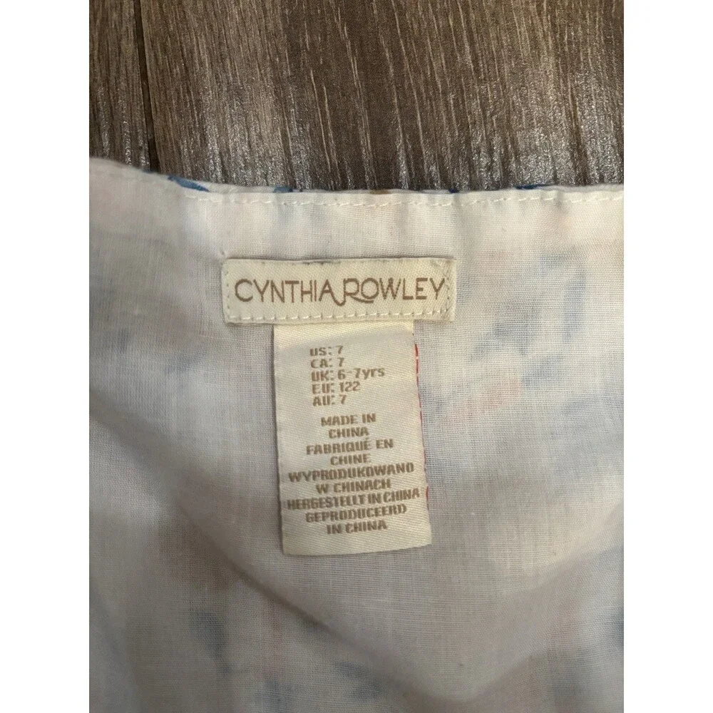 Girls Easter Bunny Dress Size 7‎ Cynthia Rowley Puff Sleeves Peach & White EUC
